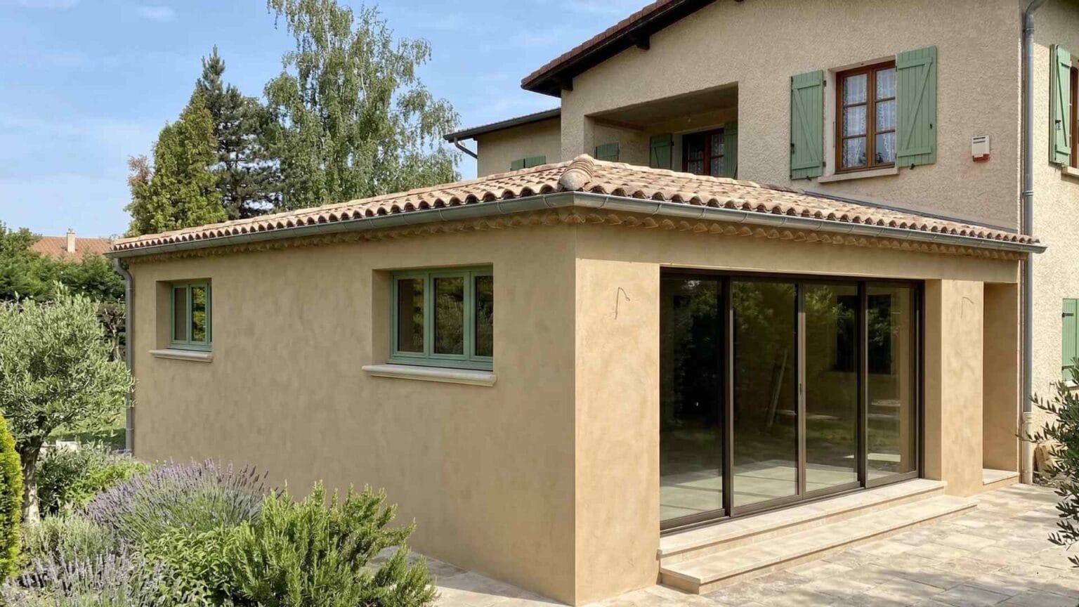Surélévation extension maison Allauch terminée — réalisation Les Maisons Vertes Provençales