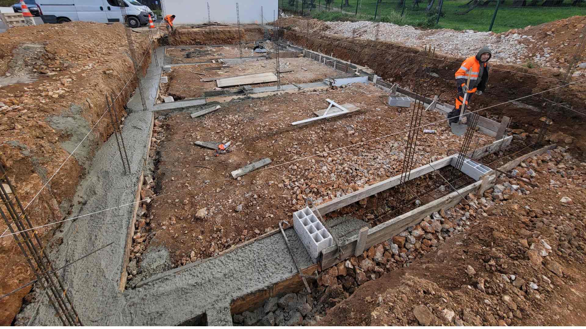 Coulage des fondations en radier général