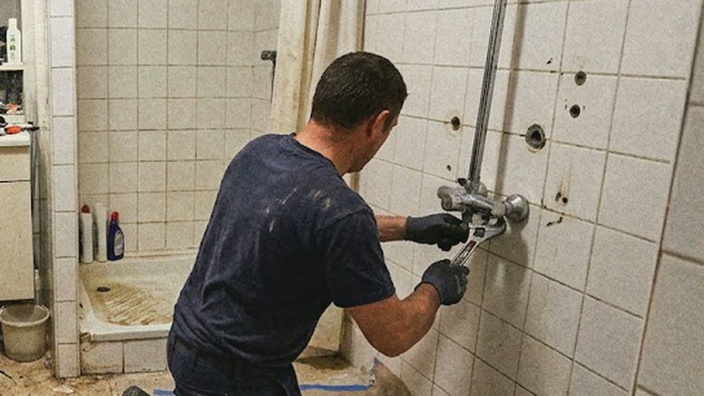 Illustration : réglage d'un mitigeur de douche
