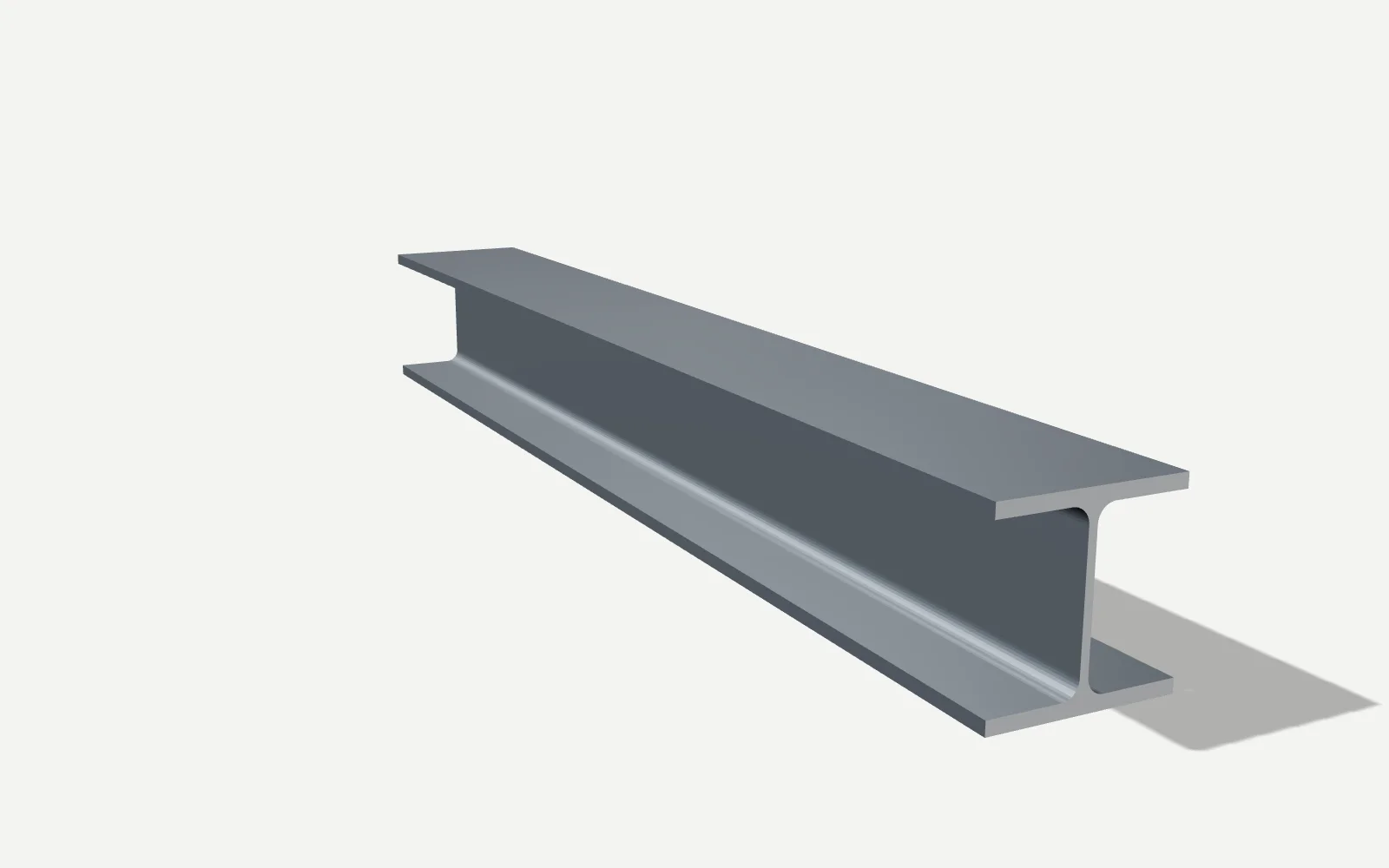 Rendu 3D d’une poutrelle HEB en acier coupée à longueur